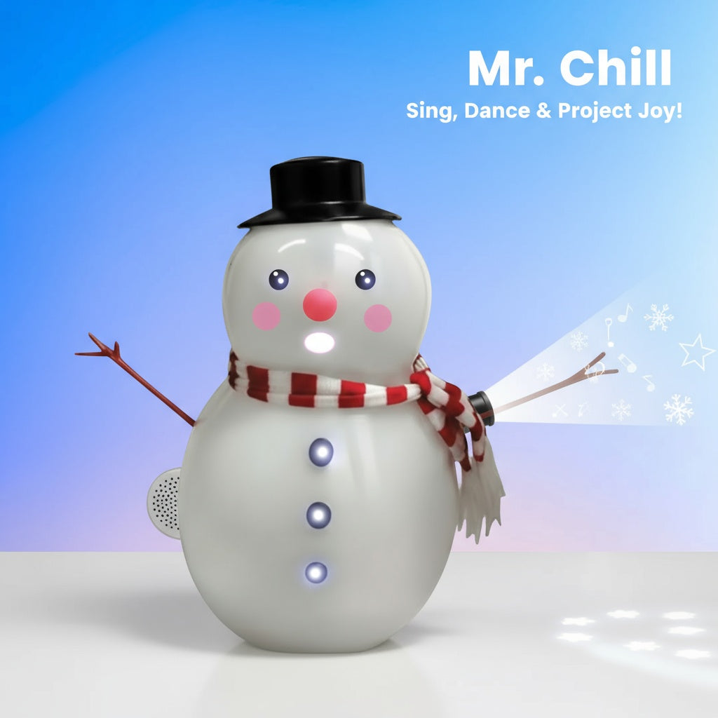 Mr. Chill - Talking Animated Blink Snowman with Built in Projector & Speaker Plug'n Play